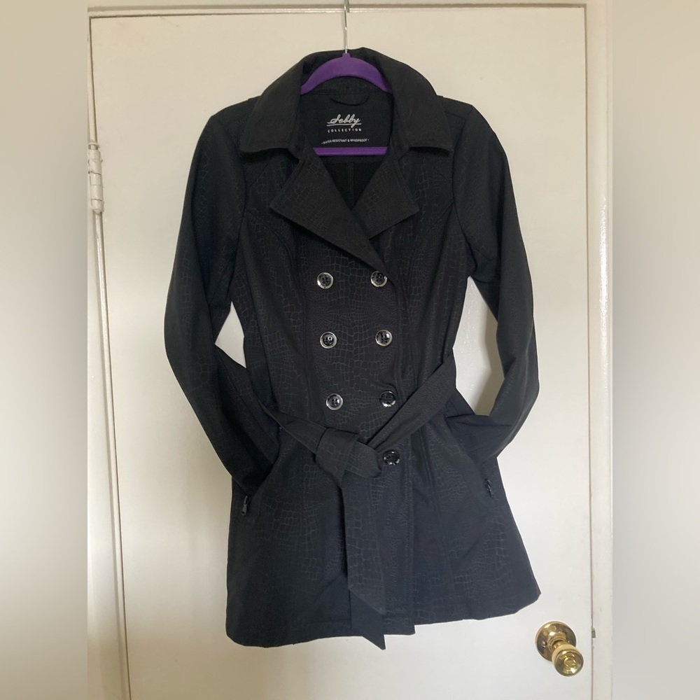 Sebby Black Trench Coat with Wide Lapels